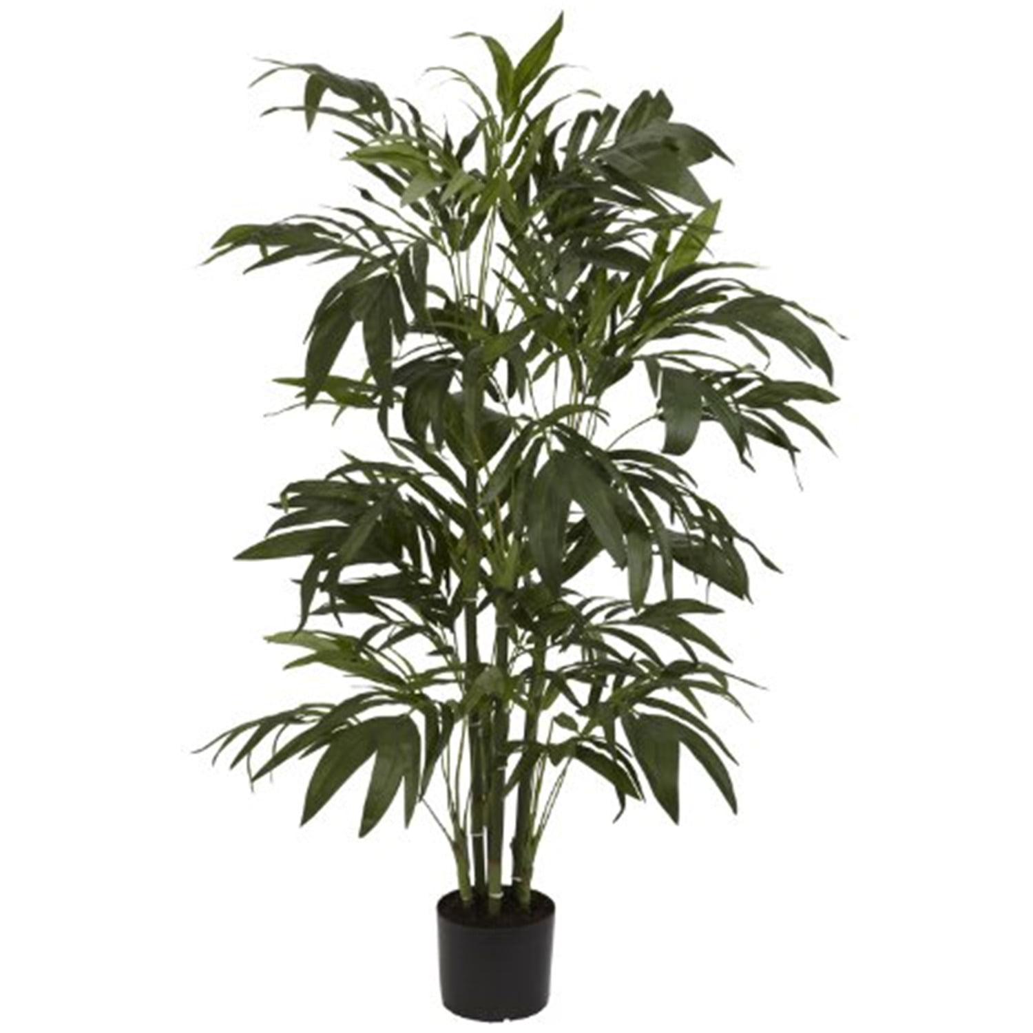 4-Foot Green Bamboo Palm Silk Tree with Black Pot
