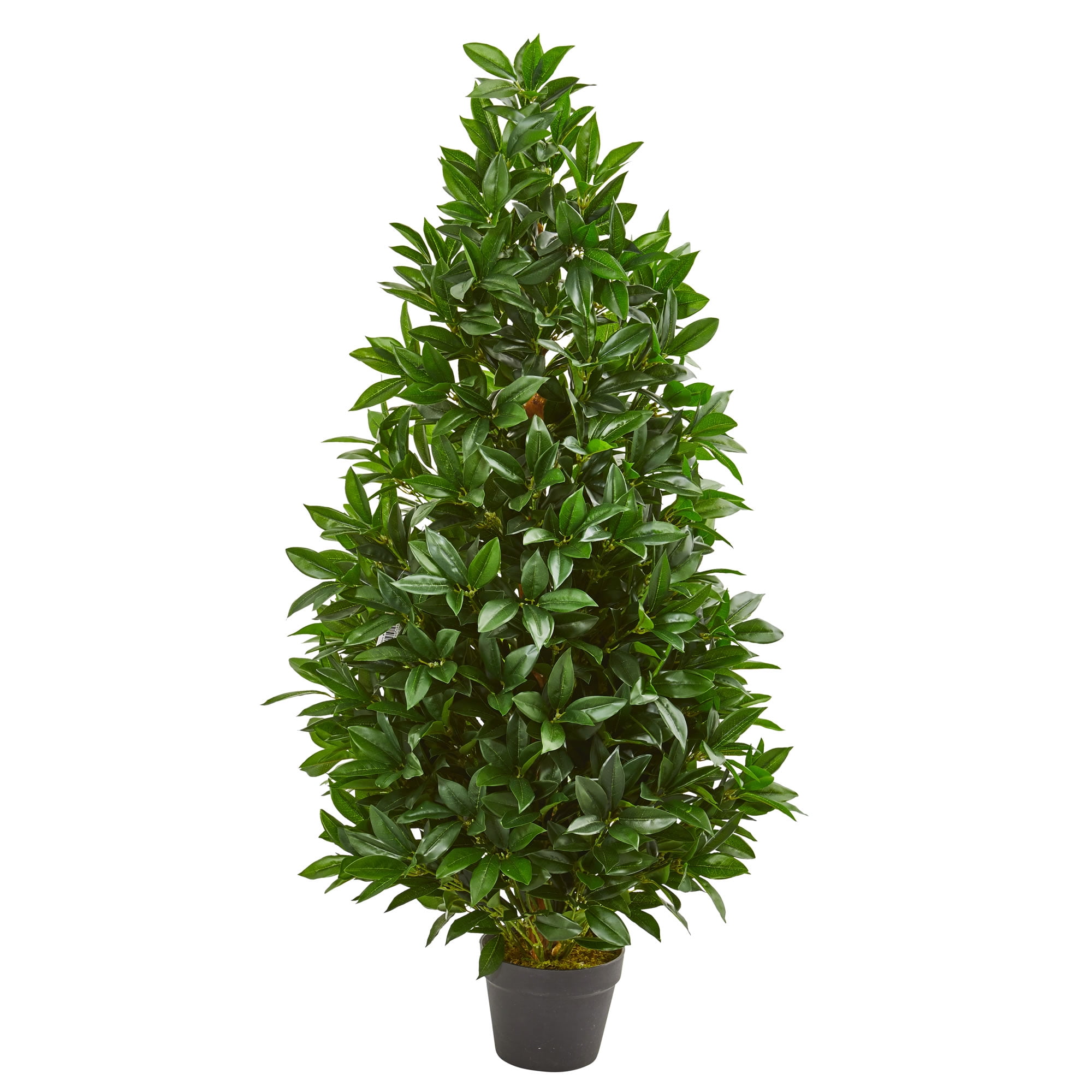 4ft Green UV-Resistant Plastic Bay Leaf Topiary Tree in Pot