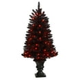 thumbnail image 1 of Nearly Natural 4' Black Halloween Artificial Christmas Tree in Urn Prelit 100 Orange LED Lights, 1 of 11