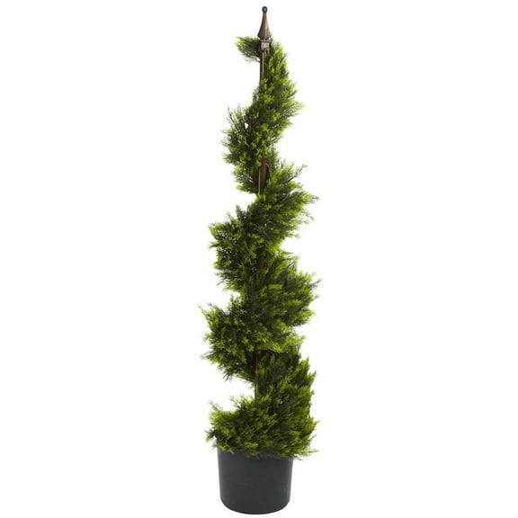 Nearly Natural 4' Cypress Spiral Tree Artificial Plant, Green