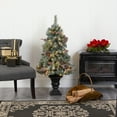 thumbnail image 1 of Nearly Natural 4' Frosted Pine Artificial Christmas Tree Prelit 100 Clear LED Lights, 1 of 8