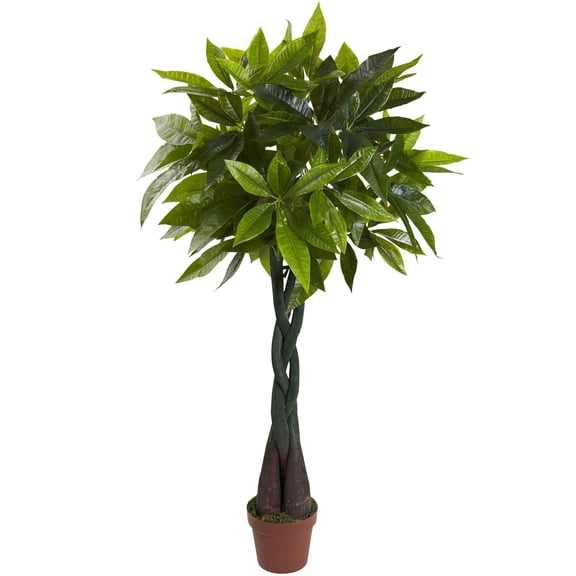 Nearly Natural 4' Money Plant (Real Touch), Green