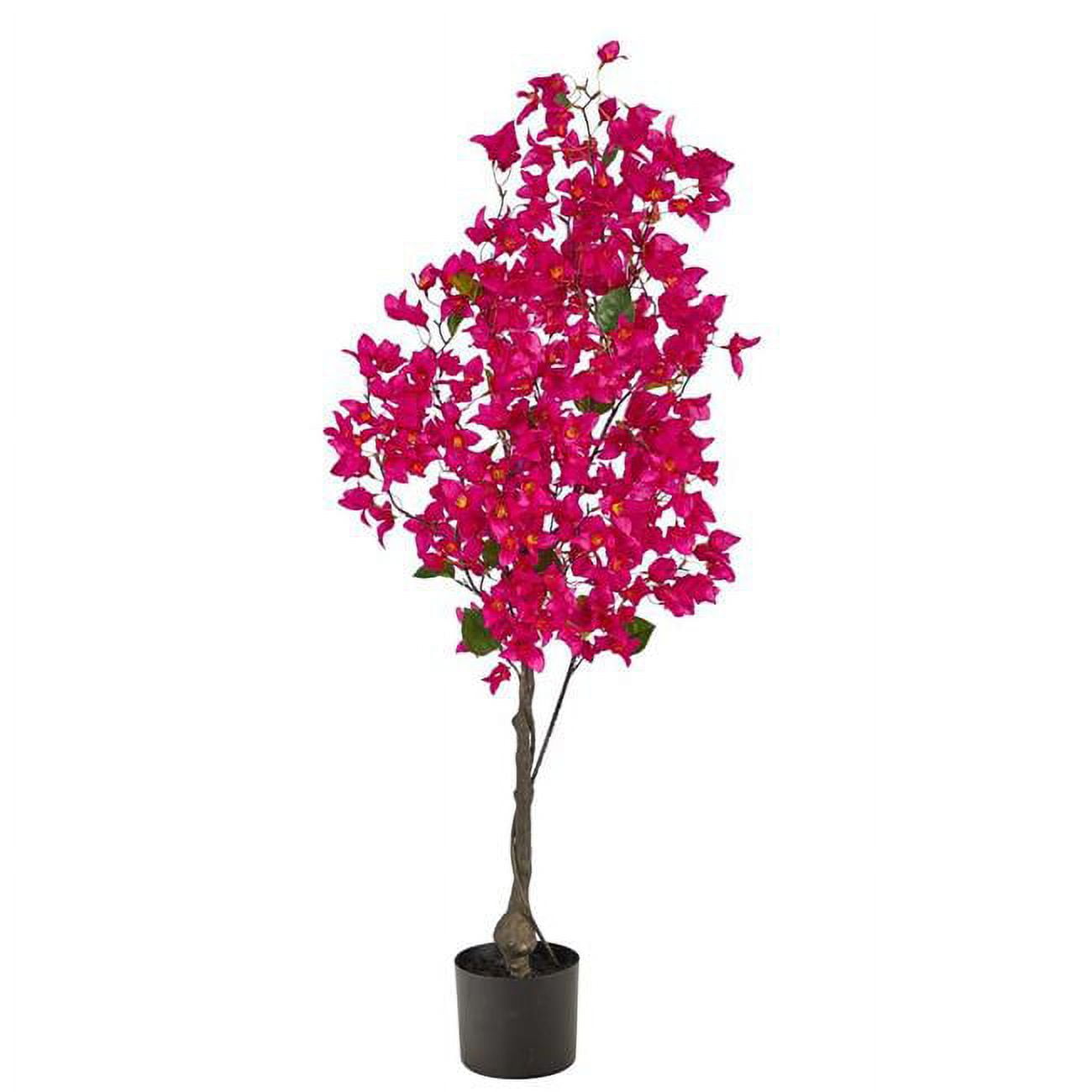 4' Pink Bougainvillea Artificial Tree in Black Pot