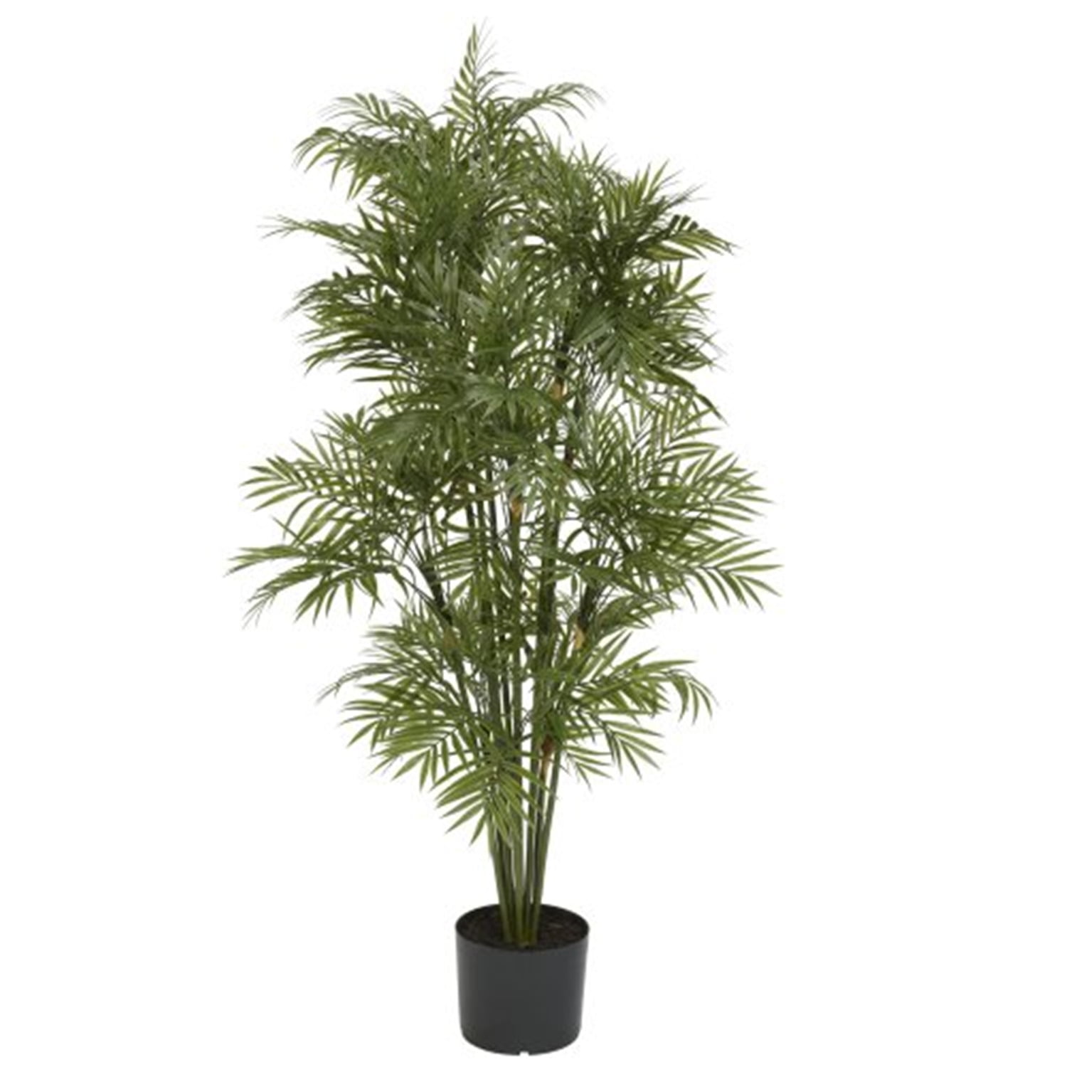 Nearly Natural 4 ft. Green Silk and Plastic Potted Palm Floor Plant