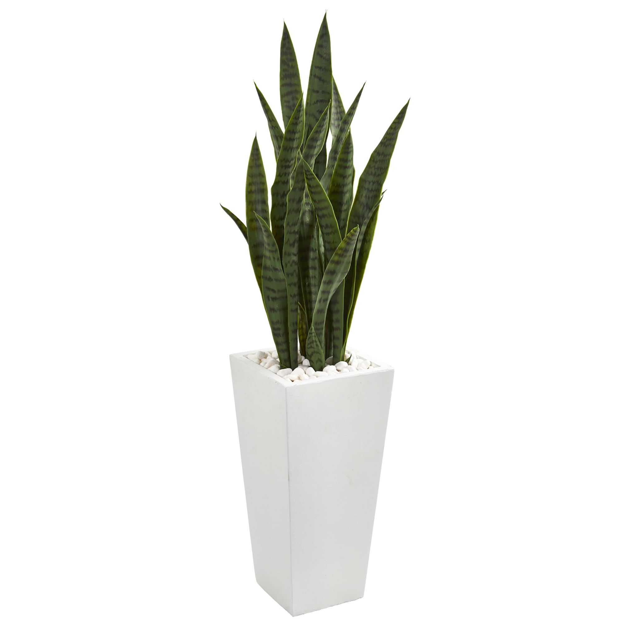 48'' Green Artificial Sansevieria Plant in White Tower Planter