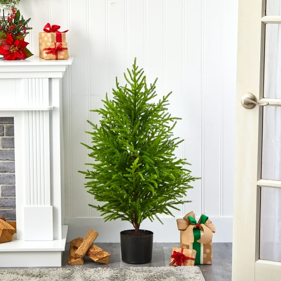 Nearly Natural 40" Green Norfolk Island Pine Natural Look Artificial Christmas Tree