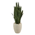 thumbnail image 1 of Nearly Natural 40" Sansevieria Artificial Plant in Sand Colored Planter, Green, 1 of 4