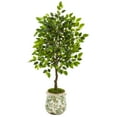 thumbnail image 1 of Nearly Natural 40in. Mini Ficus Artificial Tree in Floral Planter, 1 of 2