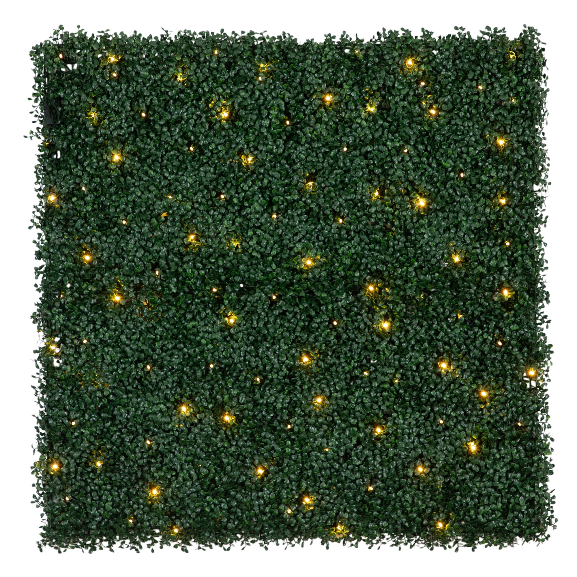 Nearly Natural 40in. x 40in. UV Resistant Boxwood Artificial Living Wall Panel with 100 Warm White LED Lights (Indoor/Outdoor)
