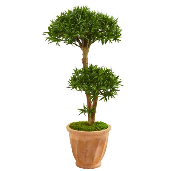 Nearly Natural 41-In. Bonsai Styled Podocarpus Artificial Tree in Terra Cotta Planter