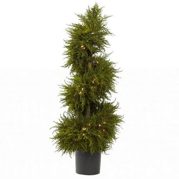 Nearly Natural 43" Cedar Spiral Topiary with Lights