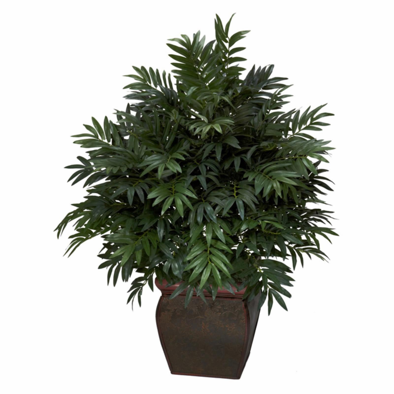 Nearly Natural 43" Triple Bamboo Palm Artificial Plant with Decorative Brown Planter - image 1 of 2