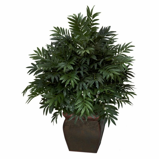 Nearly Natural 43" Triple Bamboo Palm Artificial Plant with Decorative Brown Planter
