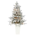 thumbnail image 1 of Nearly Natural 44" Flocked Spruce Artificial Christmas Tree in Planter, Prelit with 50 Lights, 1 of 6