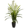 thumbnail image 1 of Nearly Natural 45" Plastic and Polyester Cymbidium Orchid Artificial Plant, White, 1 of 2
