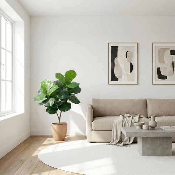 Nearly Natural Giant Fiddle Leaf Artificial Fig Tree with Planter - 45"