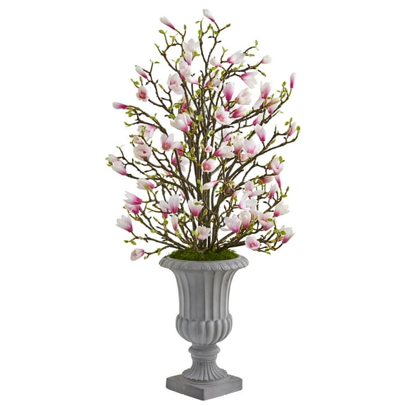 Nearly Natural 46in. Magnolia Artificial Arrangement in Decorative Urn