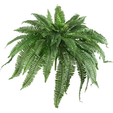 Nearly Natural 48-in Artificial Boston Fern, Set of 2, Large Hanging Fake Plant Wall Decor with 67 Fronds, Faux Fern Vines that Look Real for Home and Office Decor