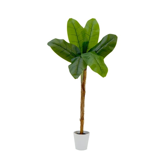 Nearly Natural 4ft. Artificial Banana Tree in Decorative Planter, Green