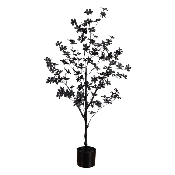 Nearly Natural Enkianthus Artificial Halloween Tree with Pot - 4' - Black