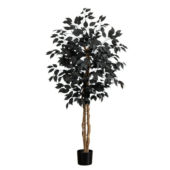 Nearly Natural 4ft. Artificial Halloween Black Ficus Tree with Natural Trunk