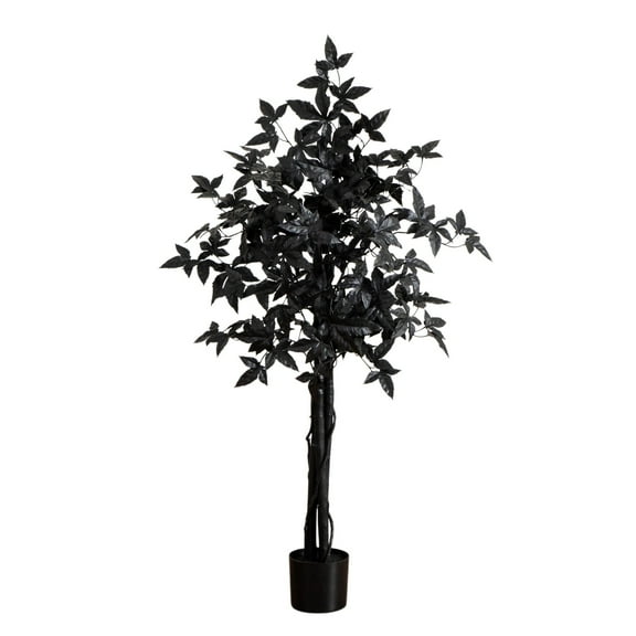 Nearly Natural 4ft. Artificial Halloween Black Maple Tree with Natural Trunk