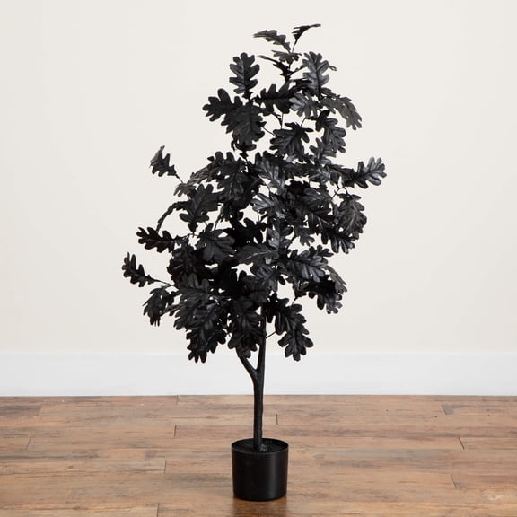 Nearly Natural 4ft. Artificial Halloween Black Oak Tree