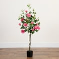thumbnail image 1 of Nearly Natural Rose Artificial Potted Tree - 4' - Pink and Green, 1 of 7