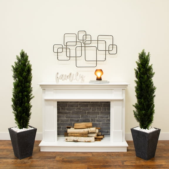 Nearly Natural 4ft. Artificial Topiary Cedar Tree UV Resistant (Indoor/Outdoor) - Set of 2