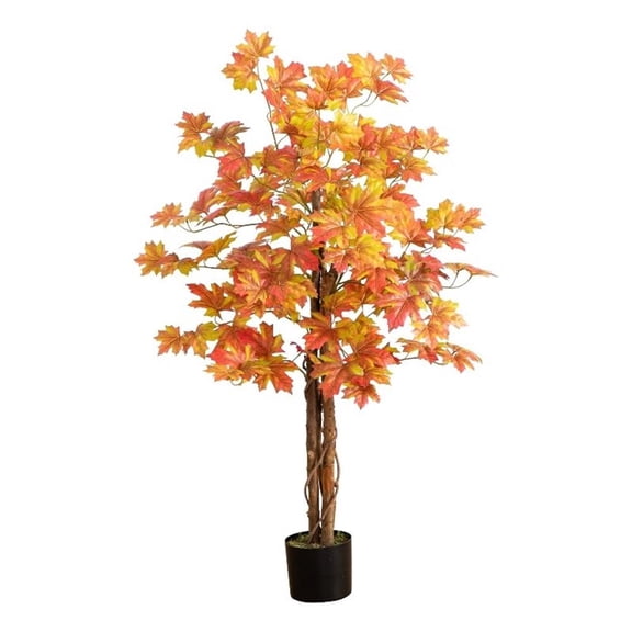 Nearly Natural Fall Harvest Japanese Maple Artificial Potted Tree - 4'