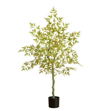 Nearly Natural 6ft Autumn Nandina Artificial Tree with Bendable ...