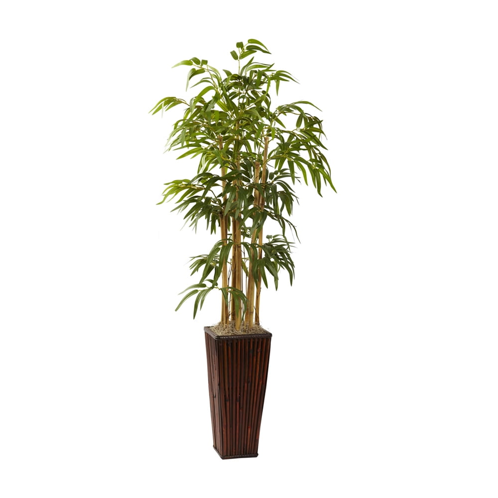 Elegant 4ft Silk Bamboo Floor Plant with Decorative Planter