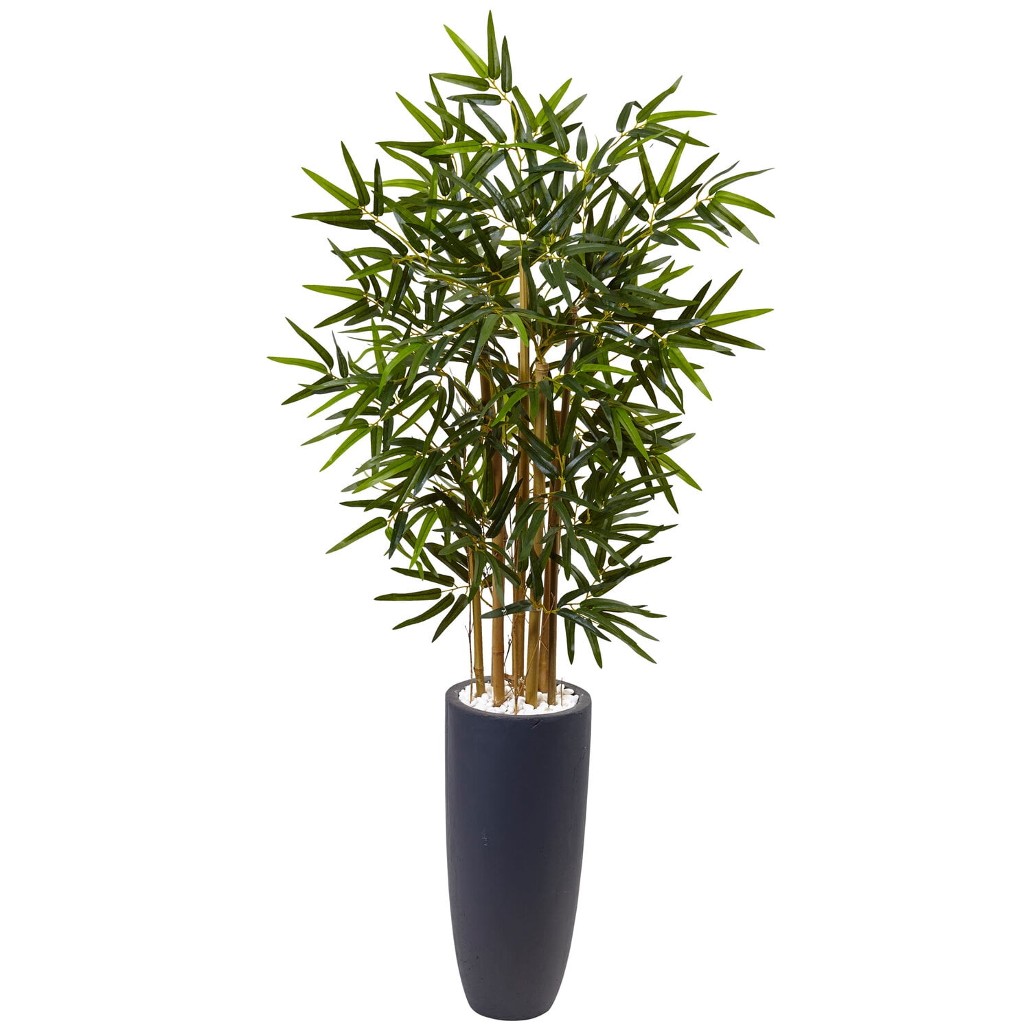 Lifelike Bamboo Silk Tree in Modern Gray Planter, 50"