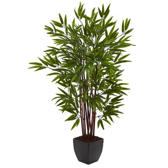 Nearly Natural 4ft. Bamboo Silk Tree with Planter