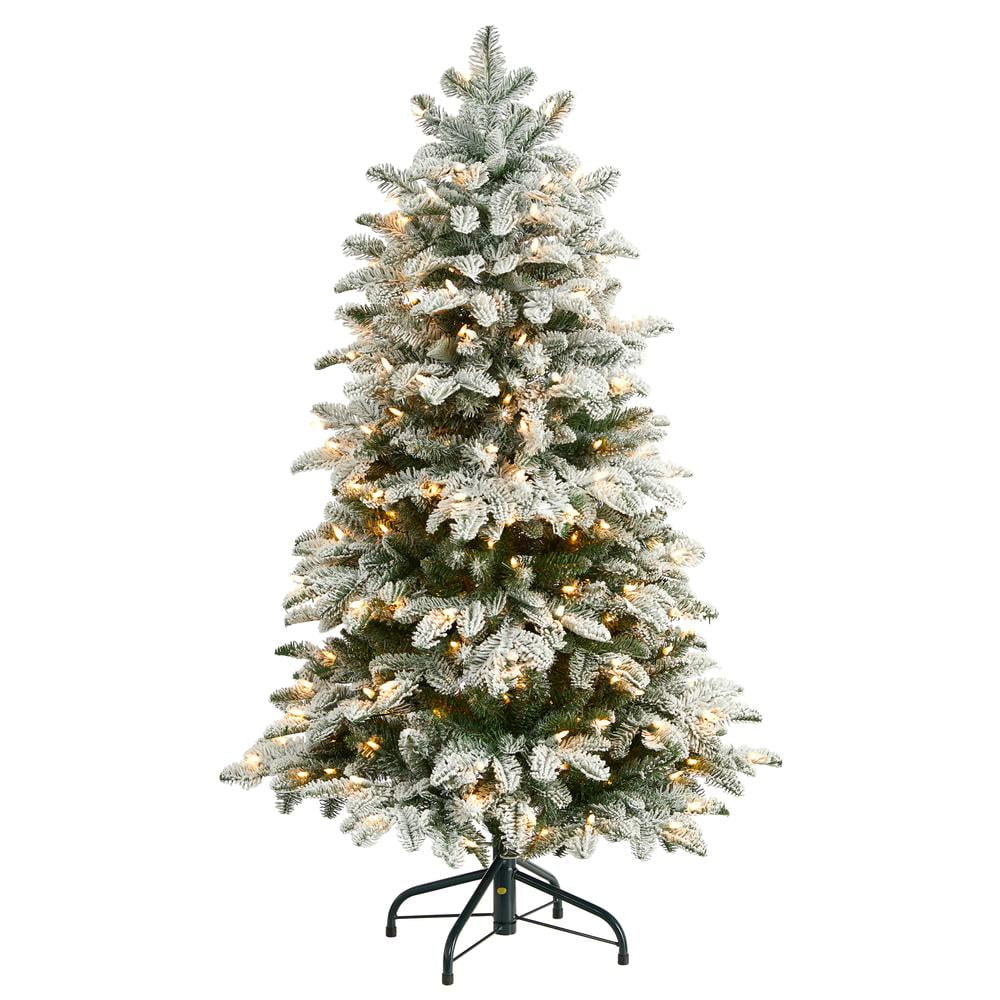 4ft Flocked White Fir Christmas Tree with Warm White Lights