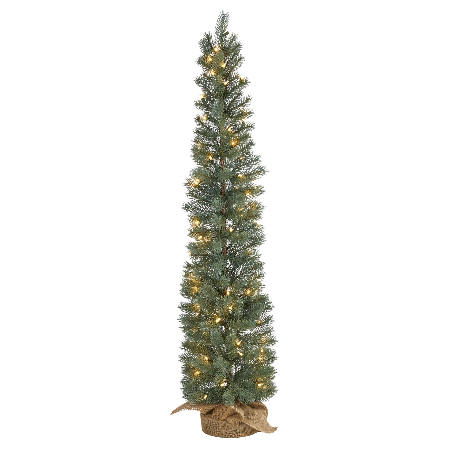 4ft Green Pine Artificial Christmas Tree with Warm White Lights and Burlap Base