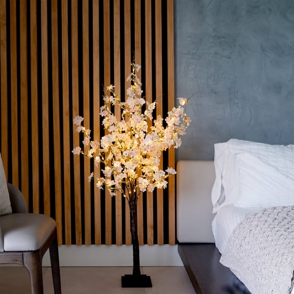 Nearly Natural Pre-Lit Cherry Blossom Artificial Tree - 4' - Warm White LED Lights