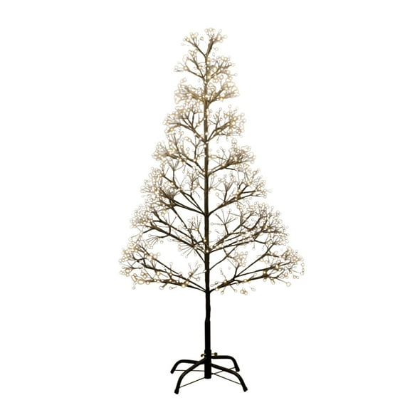 Nearly Natural 4ft. Pre-Lit Artificial Halloween Black Starburst Tree with 800 Fairy Warm White LED Lights