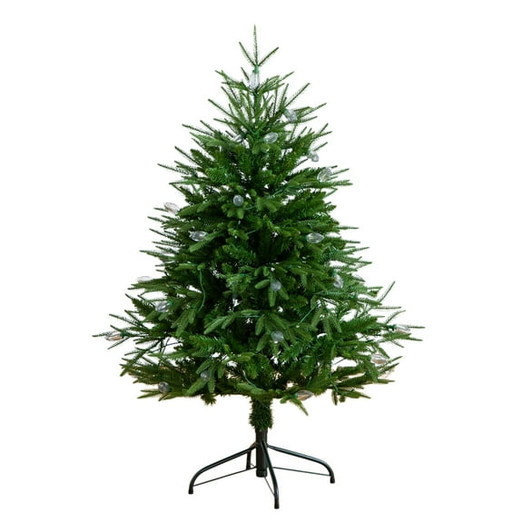 Nearly Natural 4ft. Pre-Lit Artificial Luxembourg Pine Christmas Tree with 120 Multicolored Traditional Bulb LED Lights