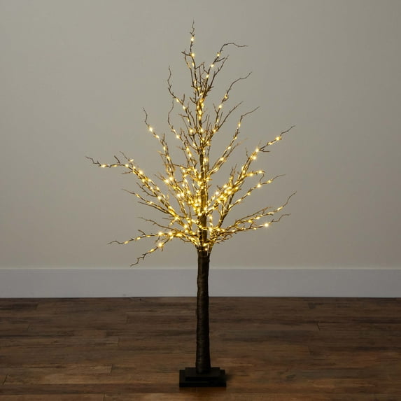 Nearly Natural Pre-Lit Brown Twig Artificial Christmas Tree - 4' - Warm White LED Lights