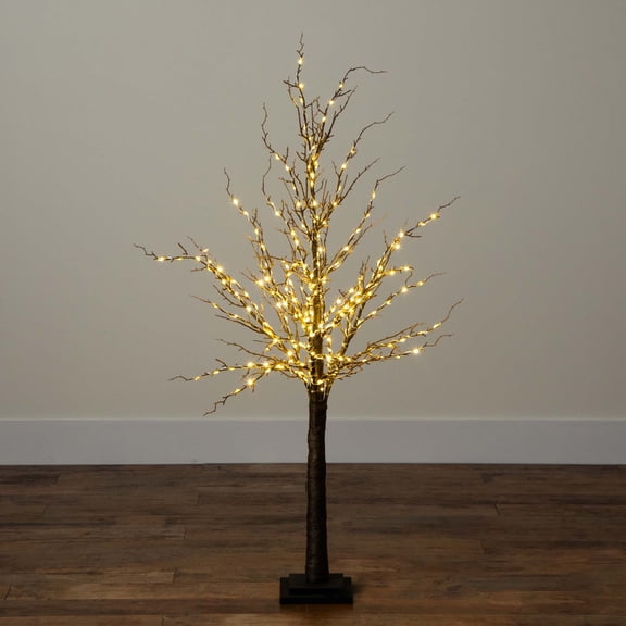 Nearly Natural Pre-Lit Brown Twig Artificial Christmas Tree - 4' - Warm White LED Lights