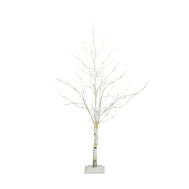 Nearly Natural 4ft. Pre-Lit Artificial White Birch Tree with 51 White LED Lights