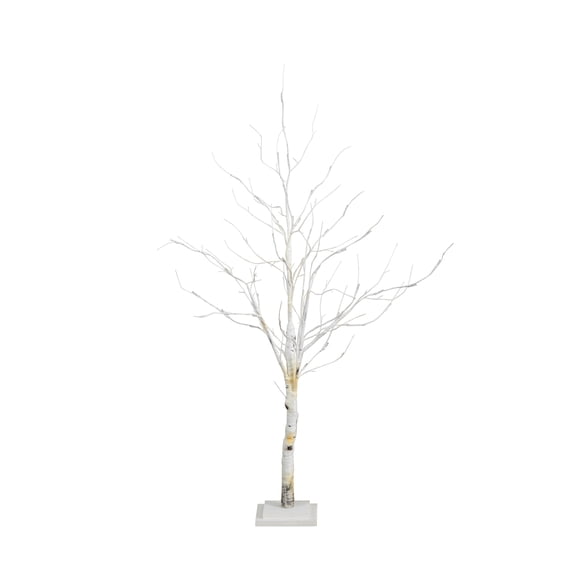 Nearly Natural 4ft. Pre-Lit Artificial White Birch Tree with 51 White LED Lights