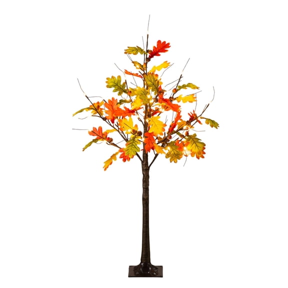 Nearly Natural Pre-Lit Artificial Maple Fall Tree with Acorns and Pinecones - 4' - LED Lights