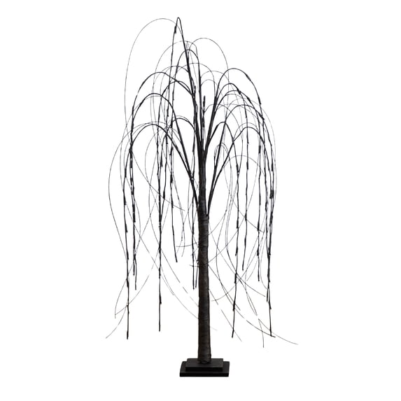 Nearly Natural 4ft. Pre-Lit Halloween Black Willow Artificial Fall Tree with 120 Orange and Purple LED Lights