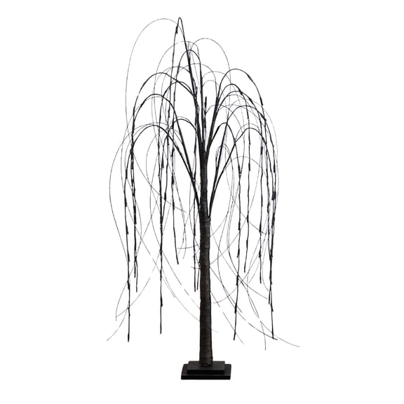Nearly Natural 4ft. Pre-Lit Halloween Black Willow Artificial Fall Tree with 120 Orange and Purple LED Lights