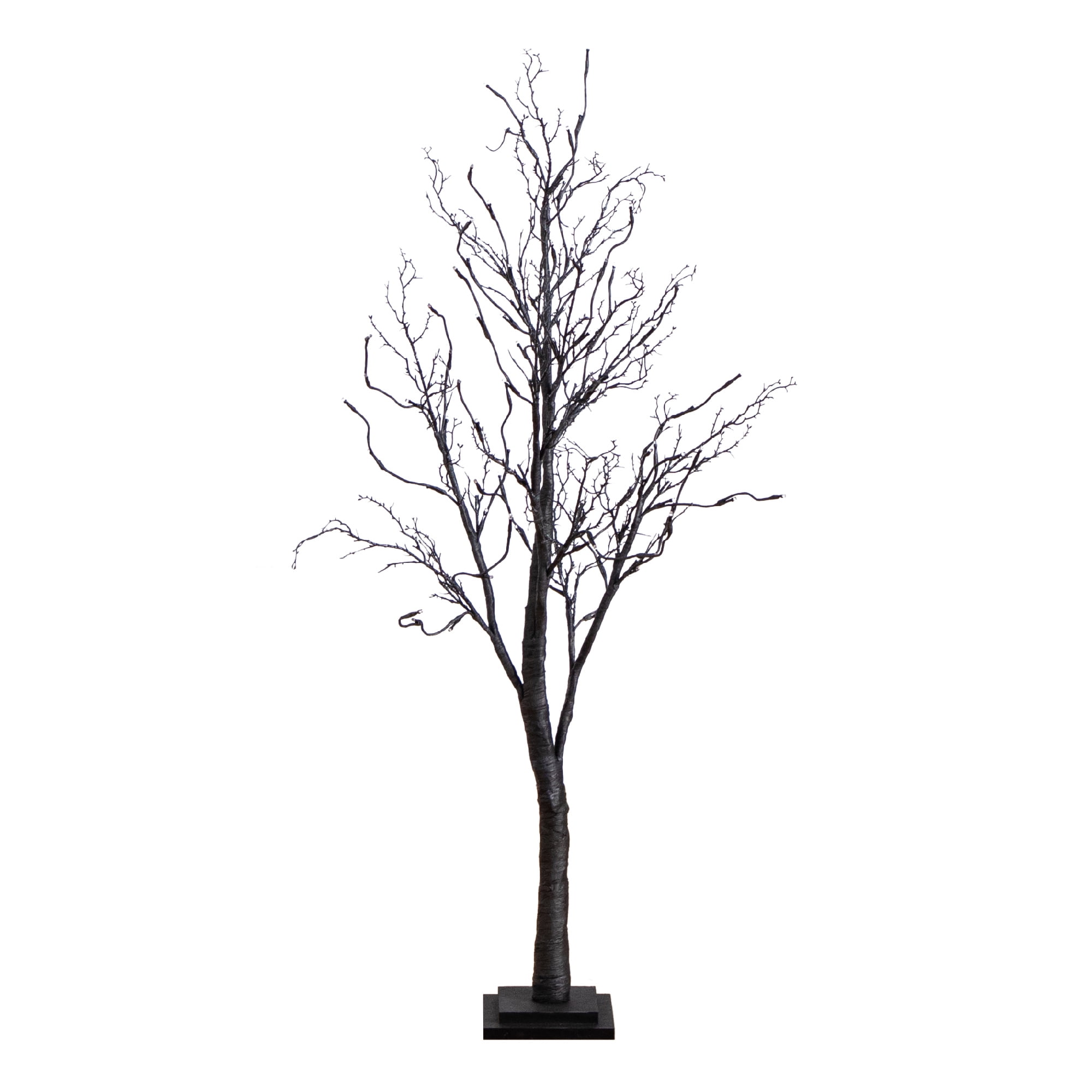 Nearly Natural 4ft. Pre-Lit Halloween Deluxe Black Twig Artificial Fall Tree with 81 Orange and Purple LED Lights