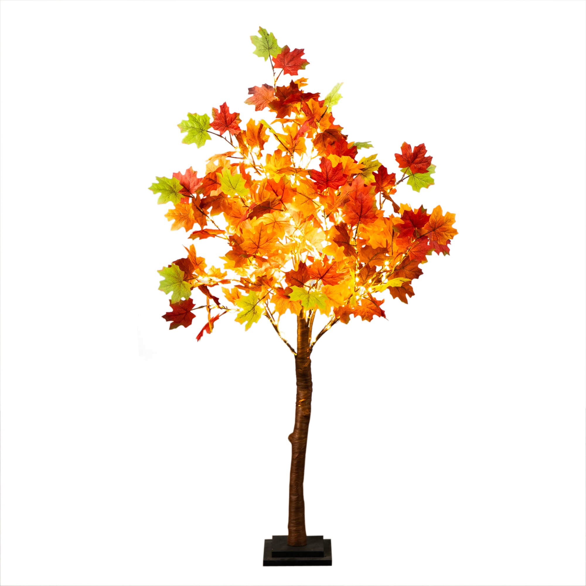 Nearly Natural Pre-Lit Autumn Maple Artificial Fall Harvest Tree - 4' - Warm White LED Lights