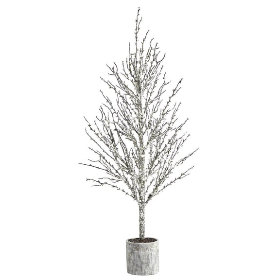 Nearly Natural 4ft. Snowed Twig Artificial Tree in Decorative Planter