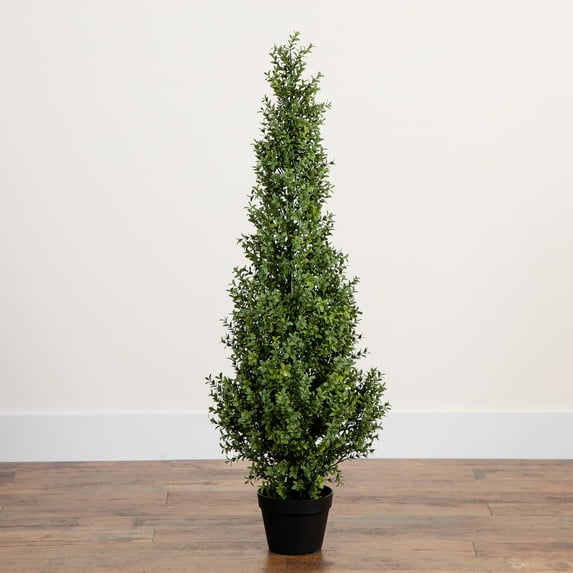 Nearly Natural Boxwood Topiary Artificial Potted Tree - 4'